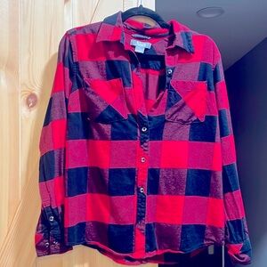 Natural reflections brand ladies plaid shirt size small